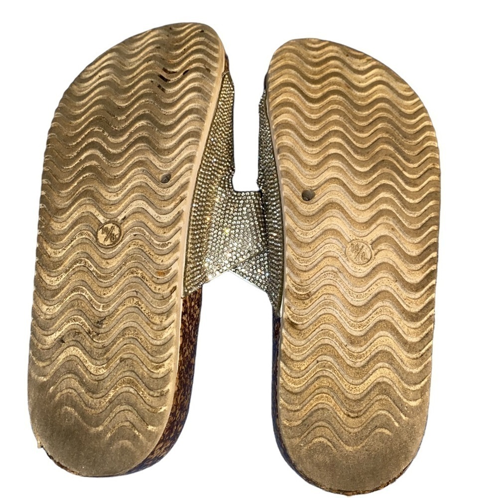 Nicole Miller Sliver Glitter Rhinestones Sandal Slides Size 8 - Picture 5 of 9